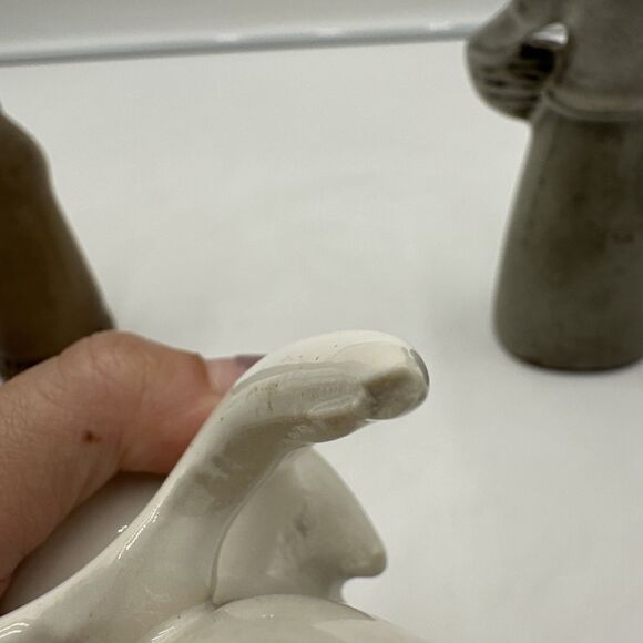 Lot 3 Howard Pierce Woman Basket Figurine 9" Porcelain Girl W Bird Sitting Angel - Picture 10 of 10